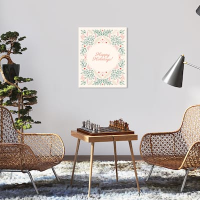 Wynwood Studio Canvas Holiday and Seasonal Happy Holidays Decor Glitter Red Modern & Contemporary Wall Art Canvas Print