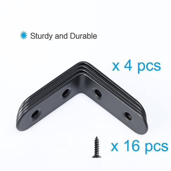 Angle Bracket Metal 50x50mm Corner Brace Fastener Support W Screw 4pcs Black On Sale Overstock 28733185