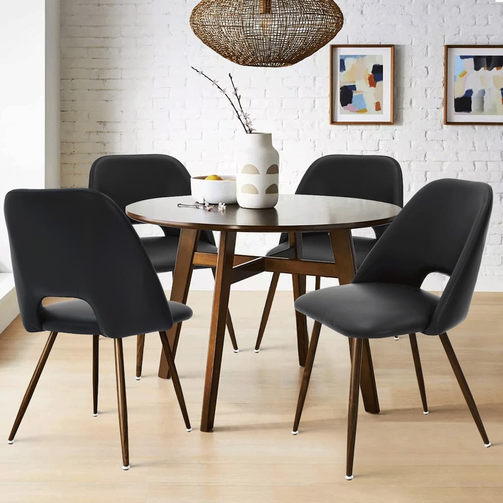 Modern Cutout Back Dining Chair with gFaux Leather (Set of 4)