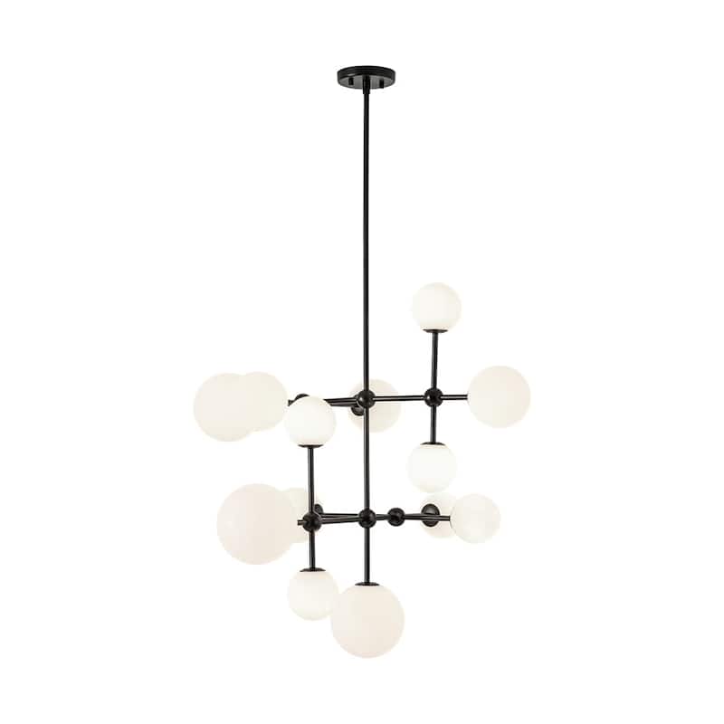 Grand Tiered Frosted Glass Bubble Sputnik Dimmable Entry Chandelier