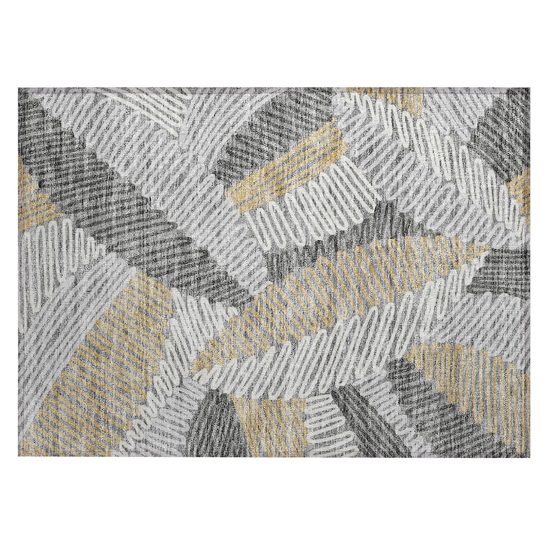Machine Washable Indoor/ Outdoor Chantille Contemporary Squiggles Rug
