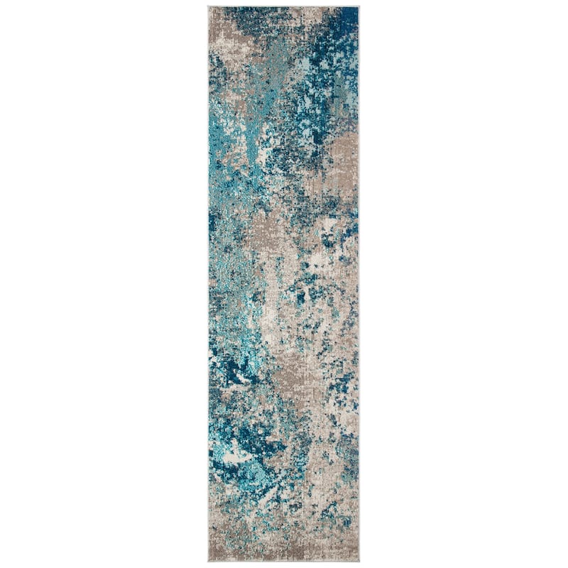 SAFAVIEH Madison Memnuna Modern Abstract Rug - 2'2" x 6' Runner - Blue/Beige - Runner