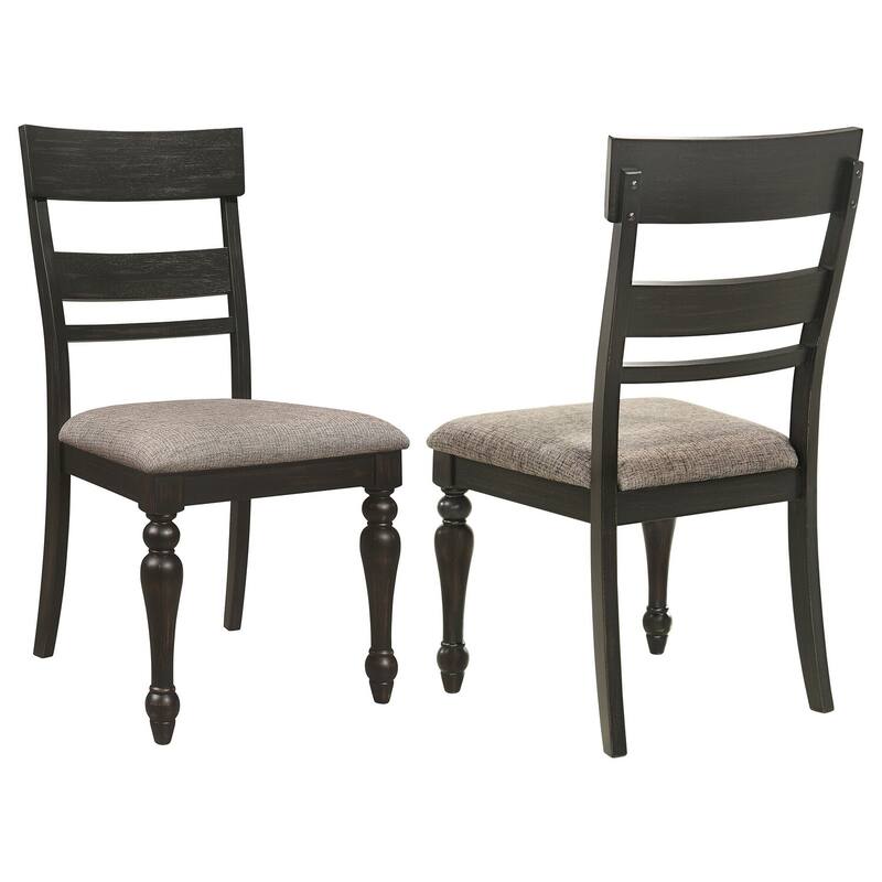 Charcoal Gray/Stone Brown Fabric Upholstered Wood Frame Dining Chair, Set of 2, Sturdy Dining Chair for Dining Rooms - 21.75