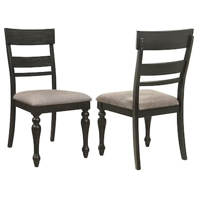 Charcoal Gray/Stone Brown Fabric Upholstered Wood Frame Dining Chair, Set of 2, Sturdy Dining Chair for Dining Rooms - 21.75