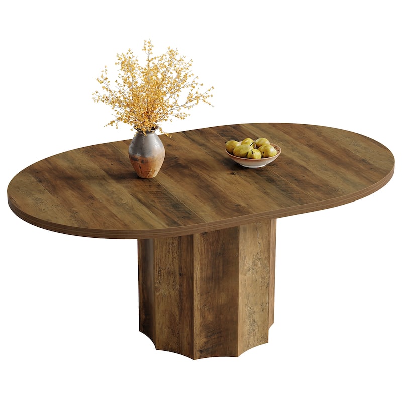 Farmhouse Dining Table, Oval Kitchen Table for Living/Dinner Room