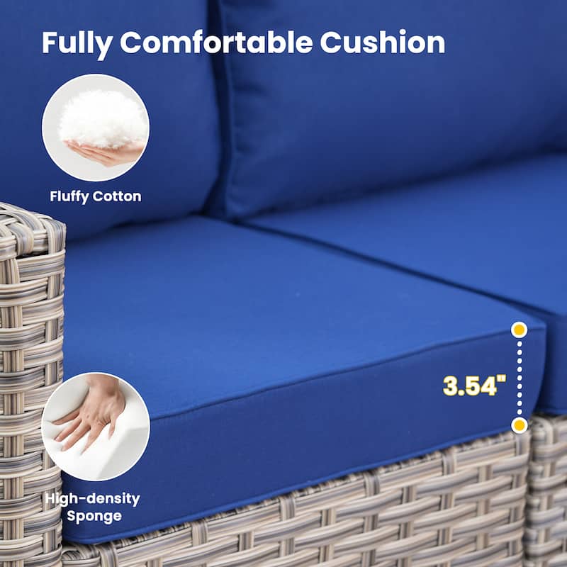 HOOOWOOO 7-piece Rattan Patio Furniture Sectional Set