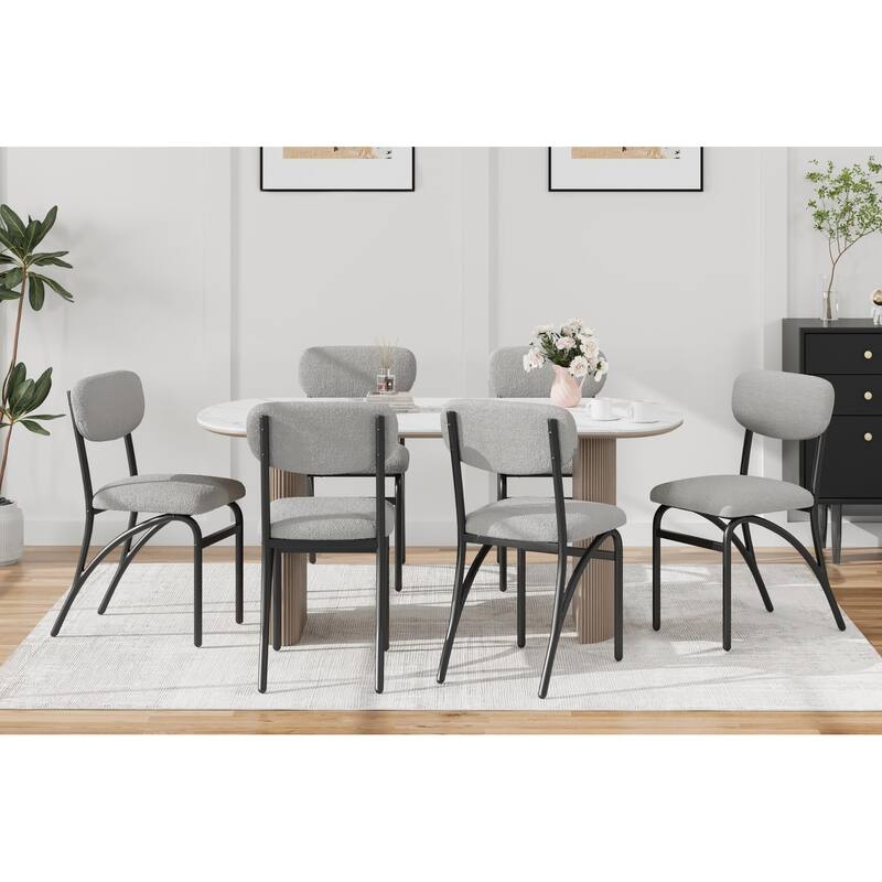 Modern Upholstered Kitchen Dining Room Chairs Set of 2,with Arched Metal Legs