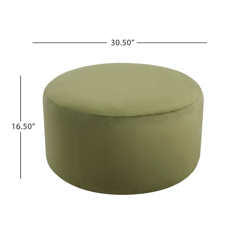 Olias Velvet Upholstered Round Ottoman by Christopher Knight Home