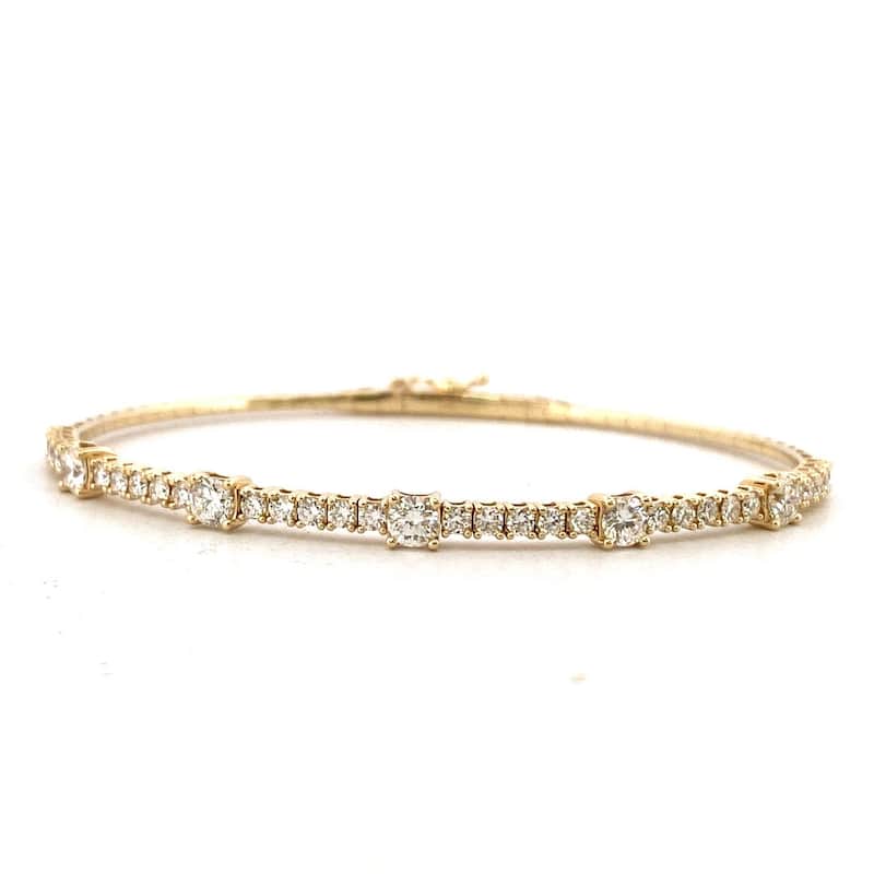 Kabella Alternating Five Diamond Flexible Bangle