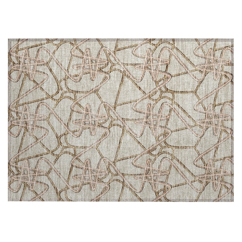 Machine Washable Indoor/ Outdoor Contemporary Links Chantille Rug