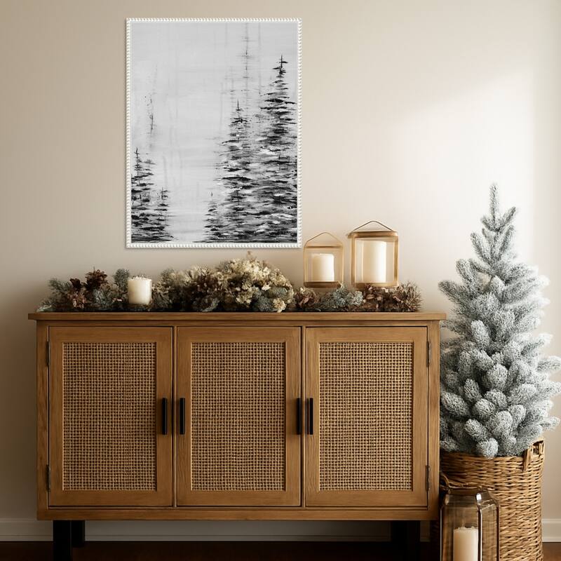 Woodsy II by Yvette St. Amant (23 x 30 in.), Framed Canvas Wall Art Print - Sylvie Beaded White