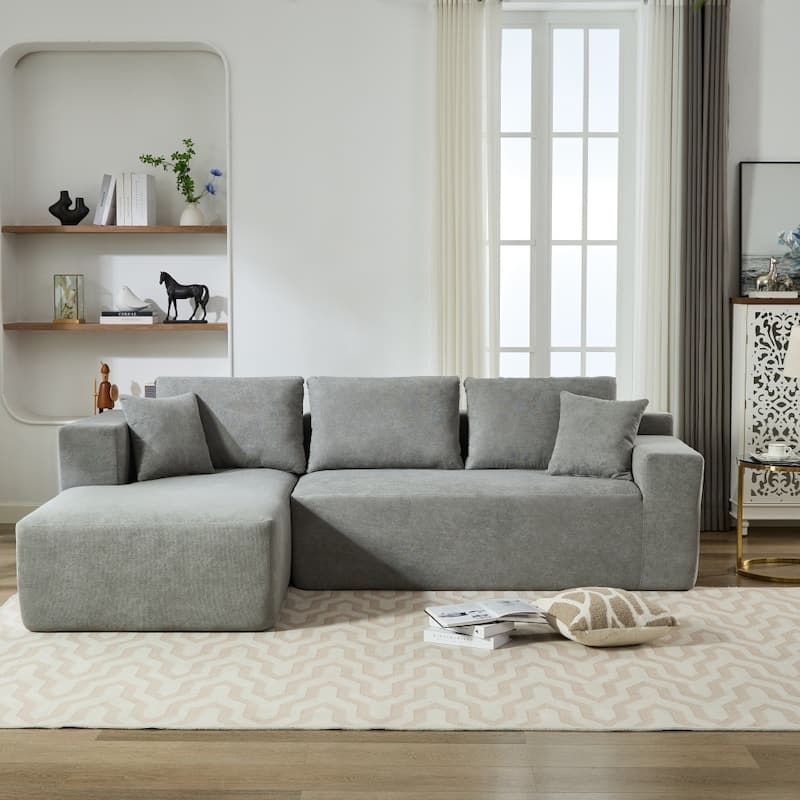 106.50" Relaxation Multifunctional Modular Reversible Sectional Sofa with Pillows - Grey