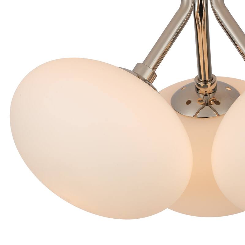 Mid-Century 3-Light Opal Glass Globe Semi Flush Ceiling Light