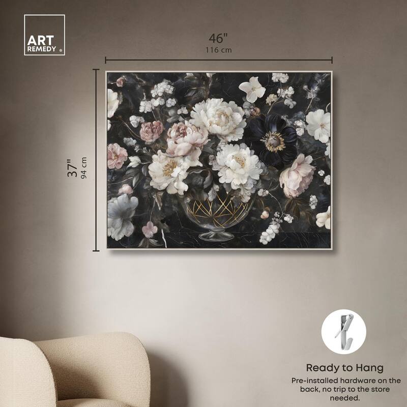 Peonies in Glass Vase Canvas by Art Remedy