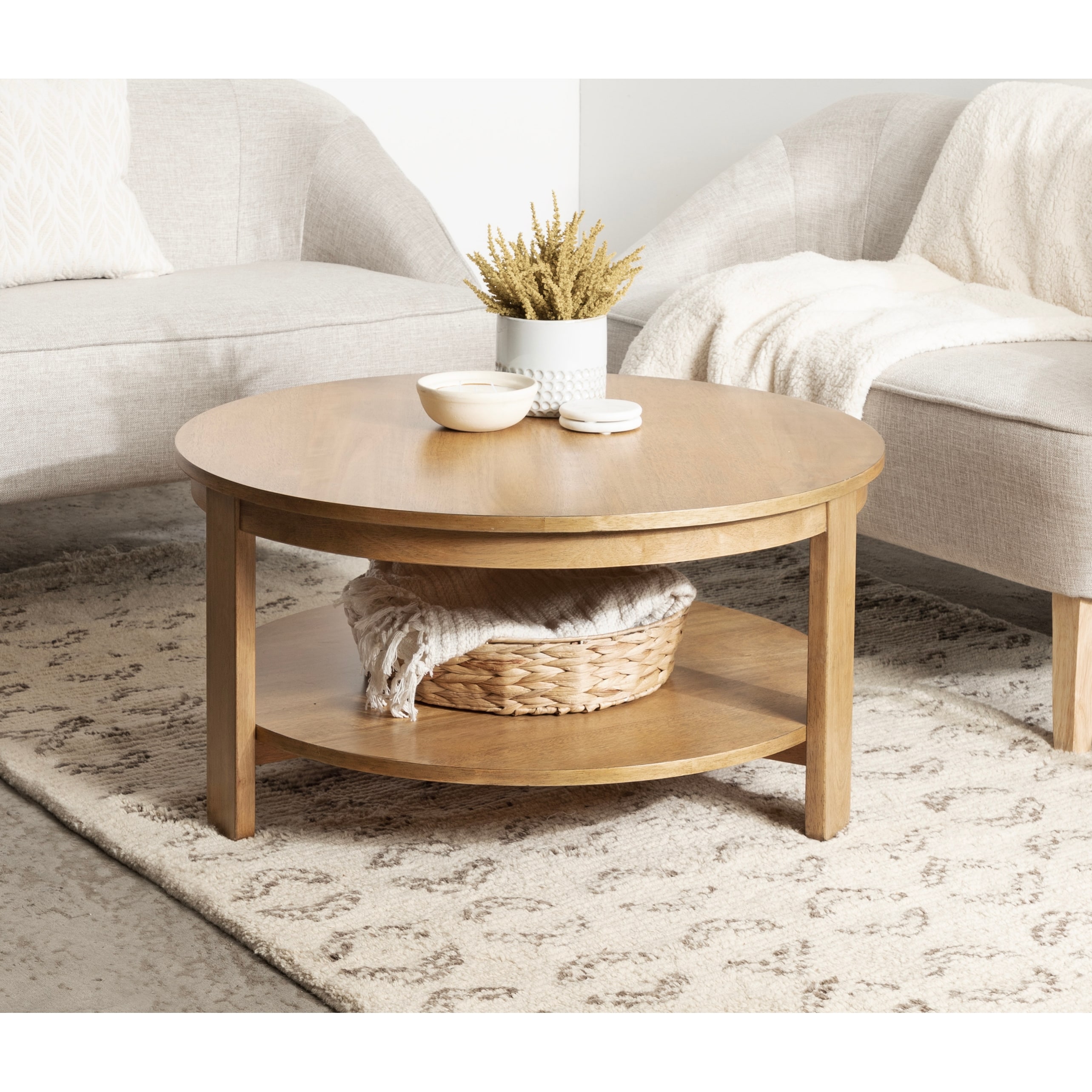 Round transitional coffee table hot sale