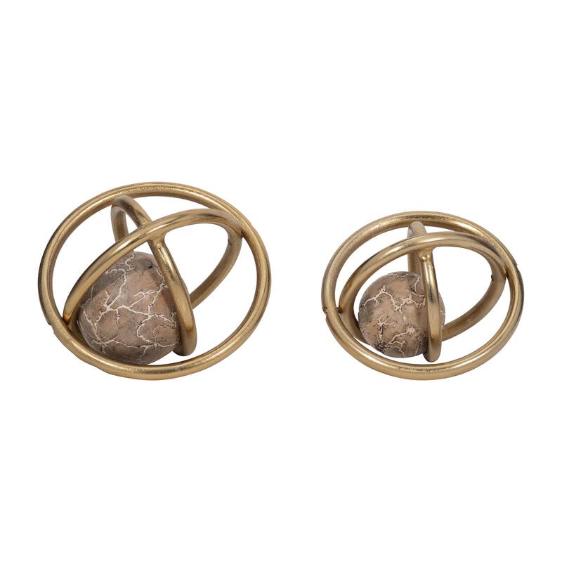 Sagebrook Home 7/8" Solaro Metal Orbs, Decorative Centerpiece Home Decor Accents, Set of 2