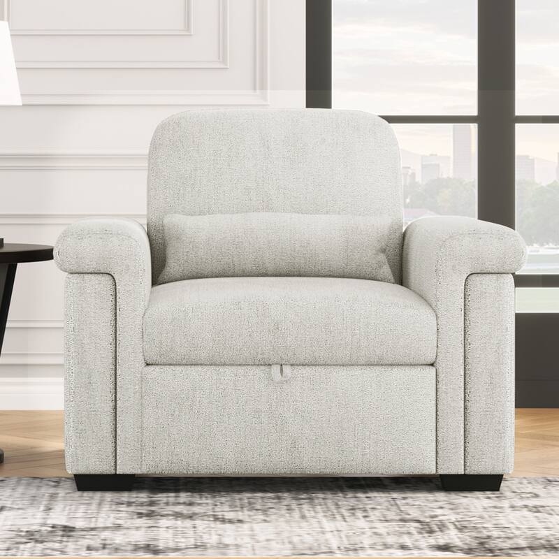Living Room Lounger Chair 3 in 1 Convertible Sleeper Chair with Pillow