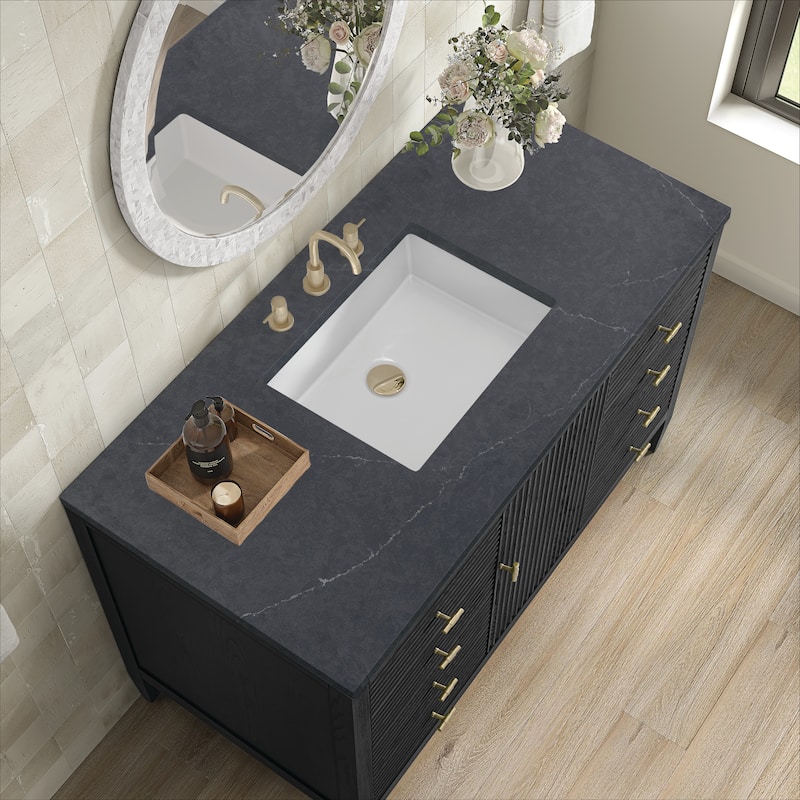 James Martin Vanities Myrrin 48" Vanity, Carbon Oak - Charcoal Soapstone