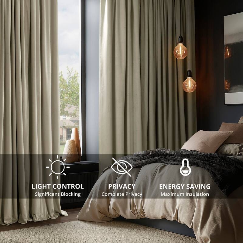 Exclusive Fabrics Signature Extra Wide Blackout Velvet Curtains (1 Panel) - Luxurious Blackout Drapes