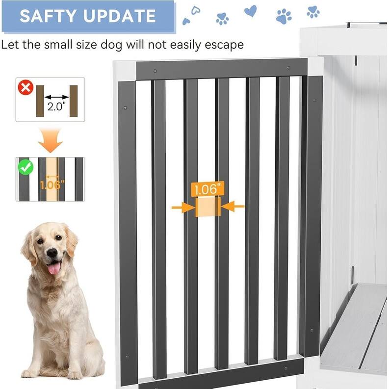 Indoor Cage Portable Foldable Dog Kennel Crate Furniture End Table with Tray