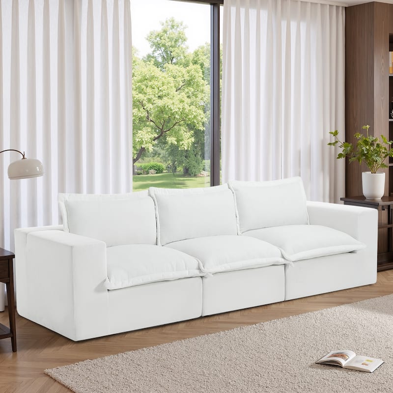 No Assembly Chenille Modular Sectional Sofa Comfy Cloud Couch - Beige-3Piece