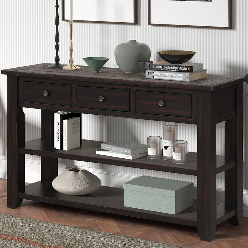 48'' Solid Pine Wood Top Console Table