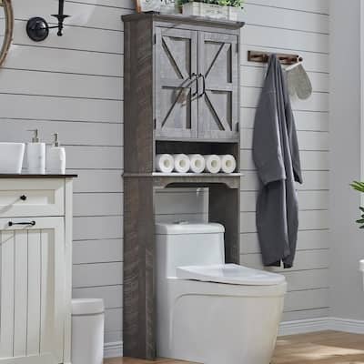 Farmhouse Over The Toilet Storage Cabinet, 67" Tall Bathroom Cabinet