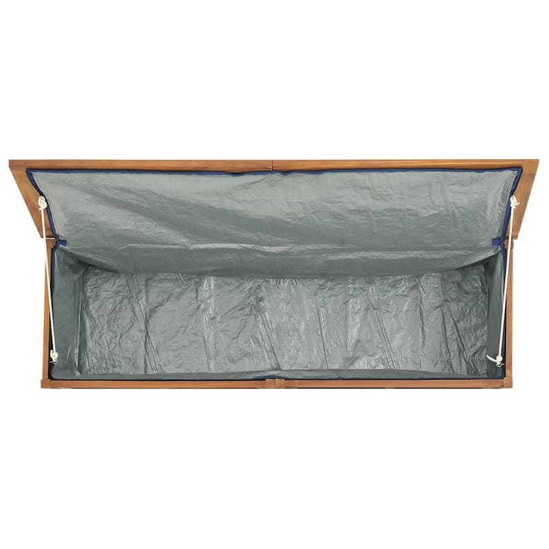 Misty Outdoor 59 Inch Storage Box, Weather Resistant Brown Solid Teak Wood