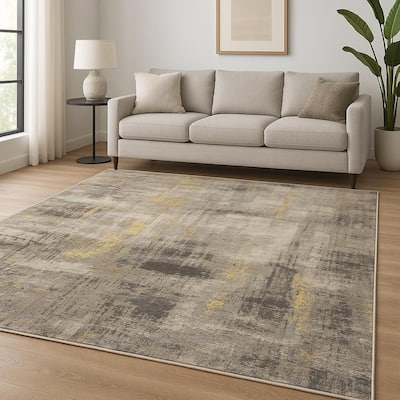 HomeRoots Abstract Contemporary Rectangle Area Rug - 120.00 in. x 96.00 in. x 0.25 in.