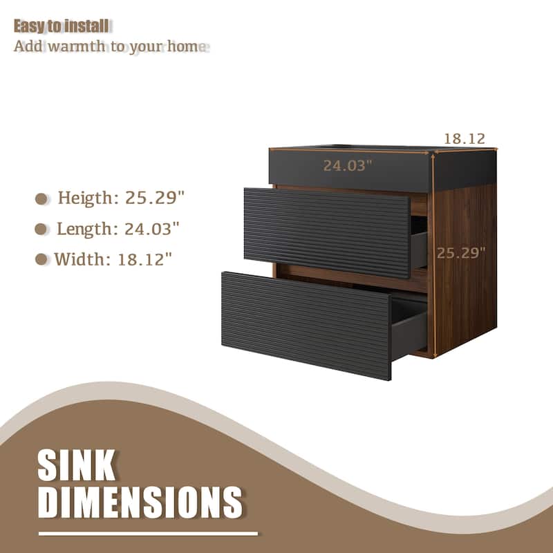 Wall Mounted Bathroom Vanity with Solid Surface Sink and Soft Drawers