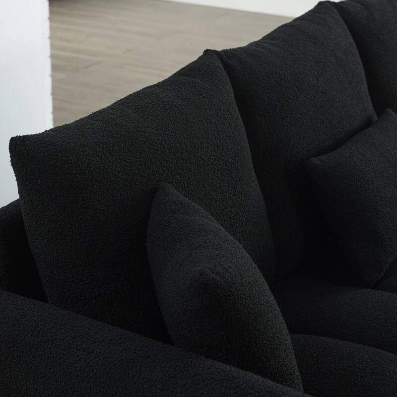 Oversized Upholstered Teddy Fabric Sofa with 3 Back Pillows and Cushions,Living Room Couch
