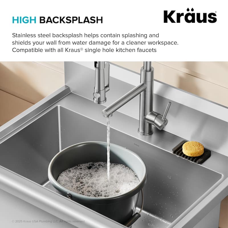 KRAUS Standart Pro 32 in. Stainless Steel 1-Bowl Laundry Utility Sink