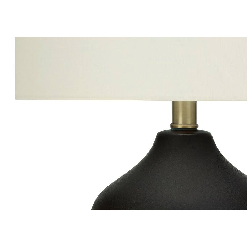 Lighting, 22"h, Table Lamp, Black Ceramic, Ivory / Cream Shade, Transitional
