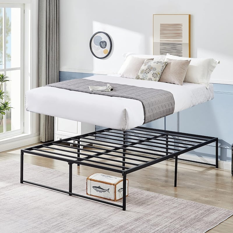 VECELO 14/16/18 inch Metal Platform Bed Frames Steel Slat,Mattress Foundation with Steel Slat Support/No Box Spring Needed