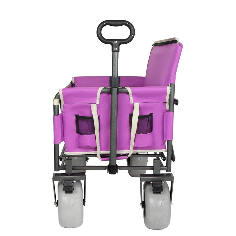 3-in-1 Heavy-Duty Convertible Folding Wagon Cart with Bench Seat & Storage - 500lbs, 180L Capacity Utility Wagon