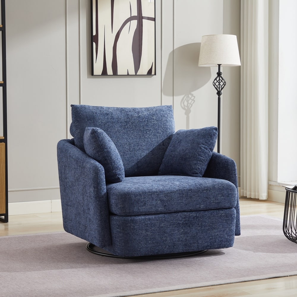 40.6" W Upholstered Swivel Accent Sofa Chair With Pillows