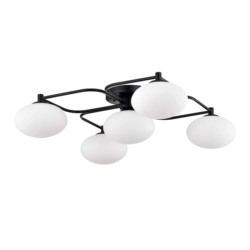 Camris 5-Light Matte Black Chandelier Frosted Glass Shades