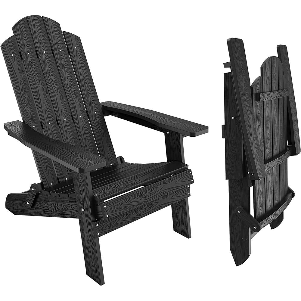 WINSOON All-Weather Poly Outdoor Adirondack Chairs - Foldable (Set of 6)