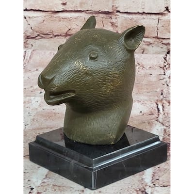 Bronze Rat Head Bust On Marble Base – Chinese Zodiac Animal Sculpture