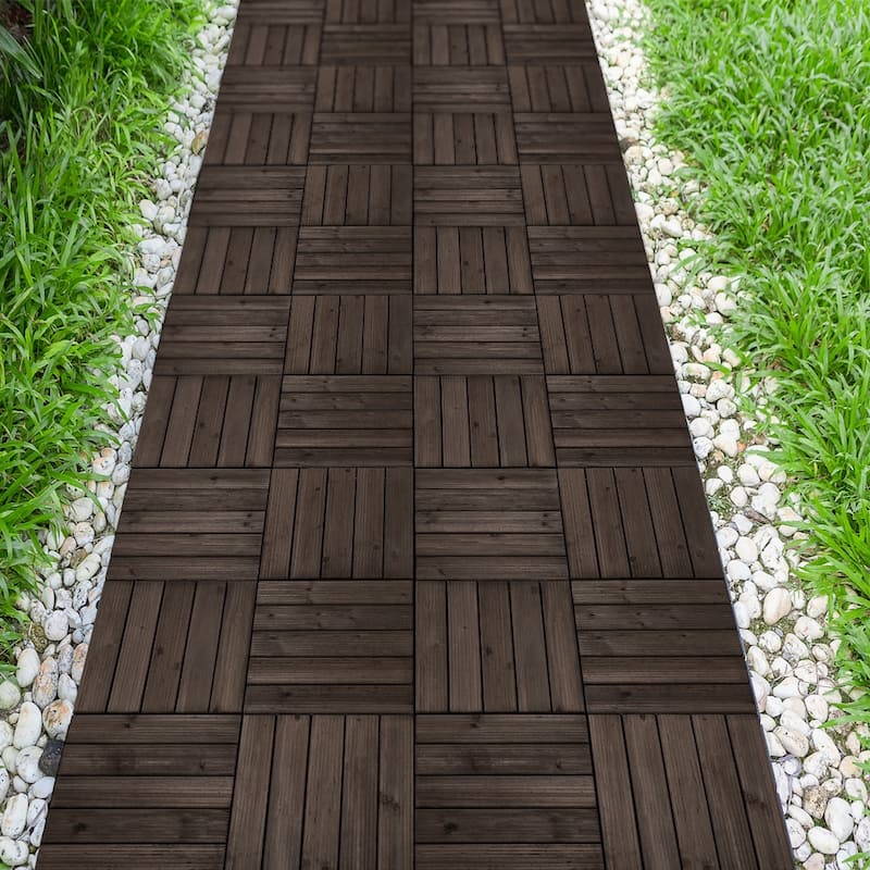 Yaheetech 27pcs 12"x12" Tiles for Patio Garden for Indoor & Outdoor - Black