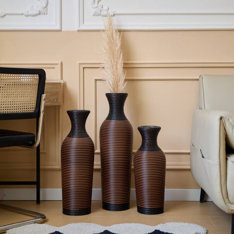 Desktop Vase, Brown Decorative Floor Vase, Classic and Neat Floor Vase, Home Decoration Flower Stand Set of 3 pieces