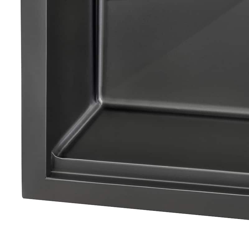 Ruvati 30-inch Gunmetal Black Stainless Steel Workstation Undermount Kitchen Sink - RVH6530BL