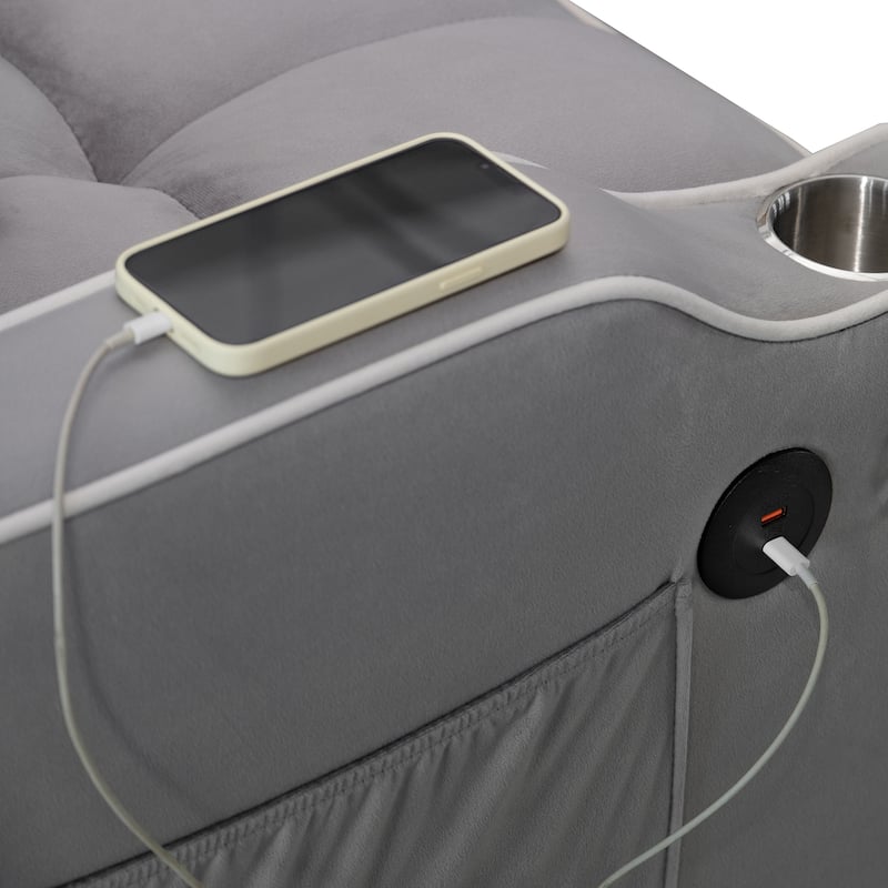 Convertible Single Chair Bed, Sleeper Sofa Bed with Phone Holder & USB Ports,Pull Out Couch Bed with Adjustable Recliner