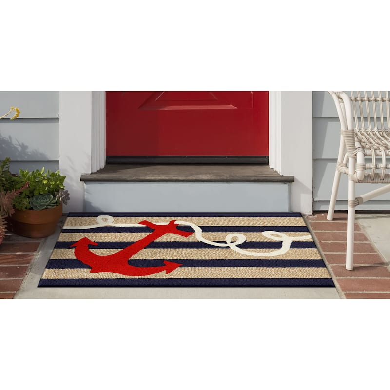 Liora Manne Frontporch Anchor Indoor/Outdoor Rug Navy 2'6 x 4'