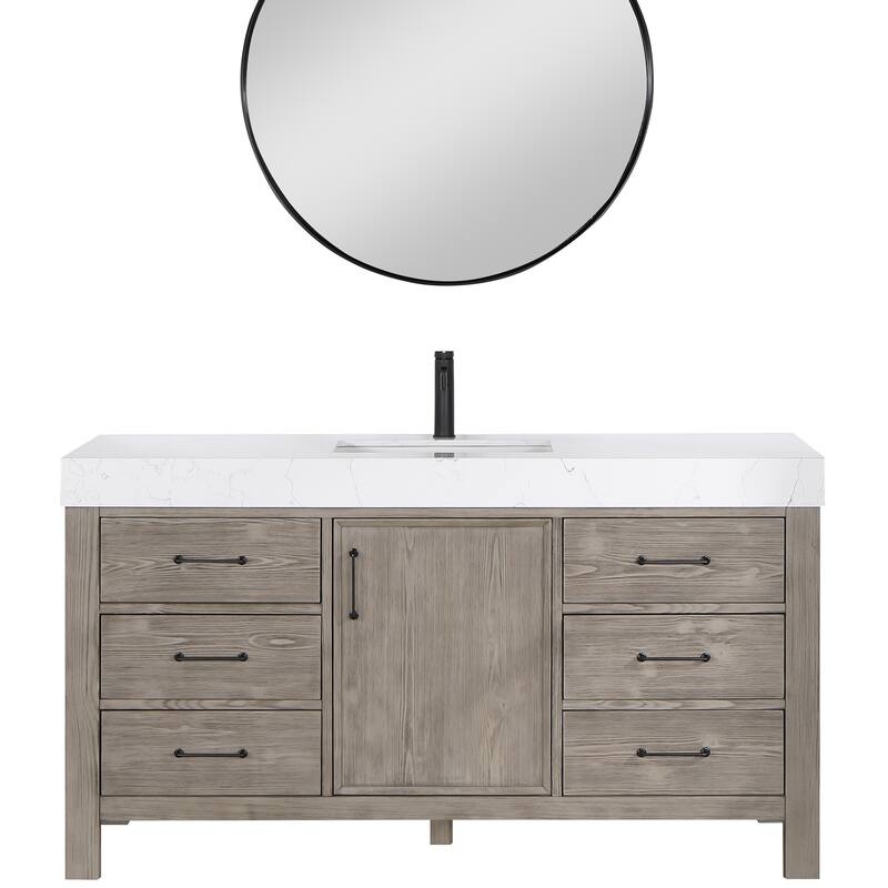 Leon 60 in. Single Bathroom Vanity with Composite Stone Top