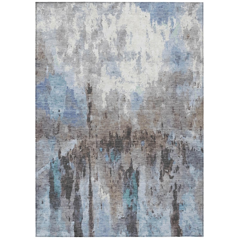 Machine Washable Indoor/ Outdoor Abstract Modern Chantille Rug