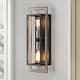 preview thumbnail 1 of 8, 2-Light Black/Wood Tone Dimmable Rustic Farmhouse Wall Sconce - 20"H x 7"W x 5"D - 7 in. W 7 in. W