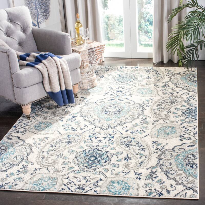 SAFAVIEH Madison Belle Boho Glam Paisley Pattern Area Rug - 11' x 15' - Cream/Light Grey