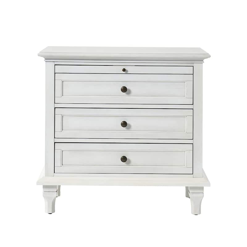 Muriel Farmhouse 3 Drawers Nightstand with Built-In Outlets by HULALA HOME