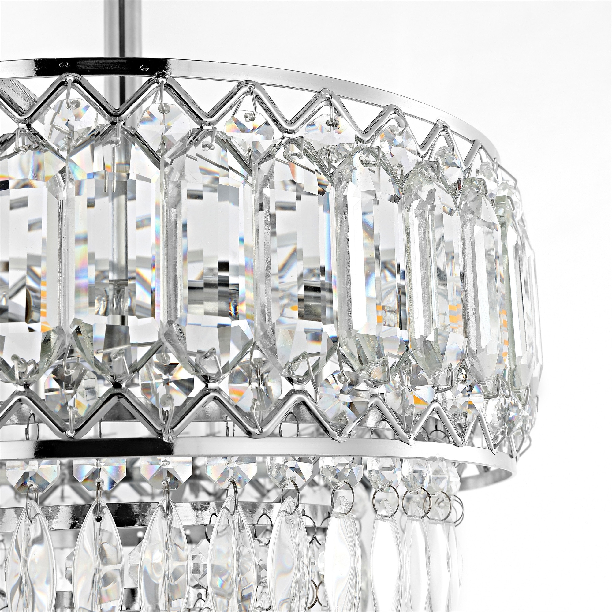 Dimmable Crystal Semi-Flush Mount Ceiling Light with 3 Lights-image
